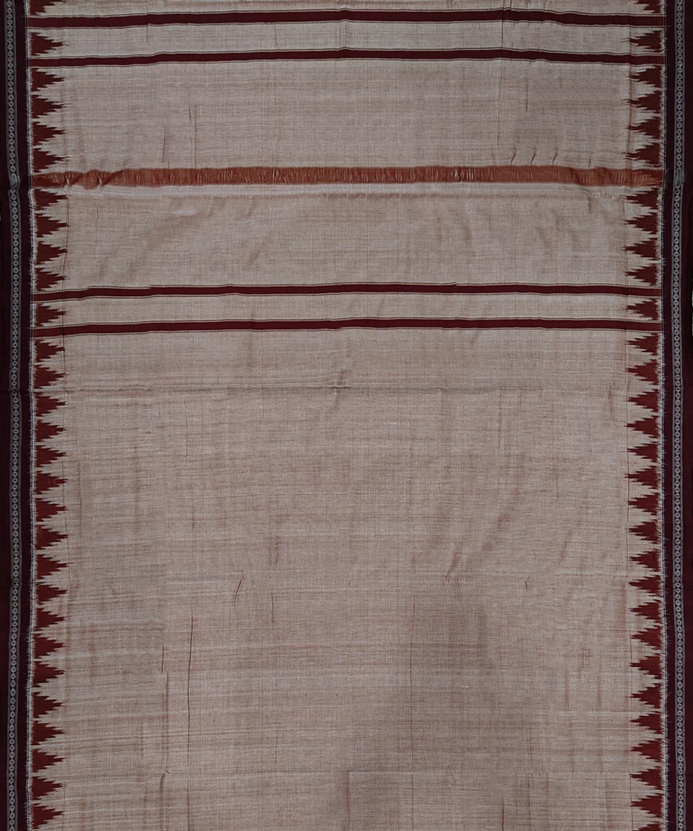 Beige maroon handwoven cotton sambalpuri dhoti