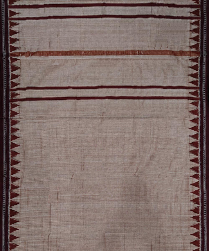 Beige maroon handwoven cotton sambalpuri dhoti