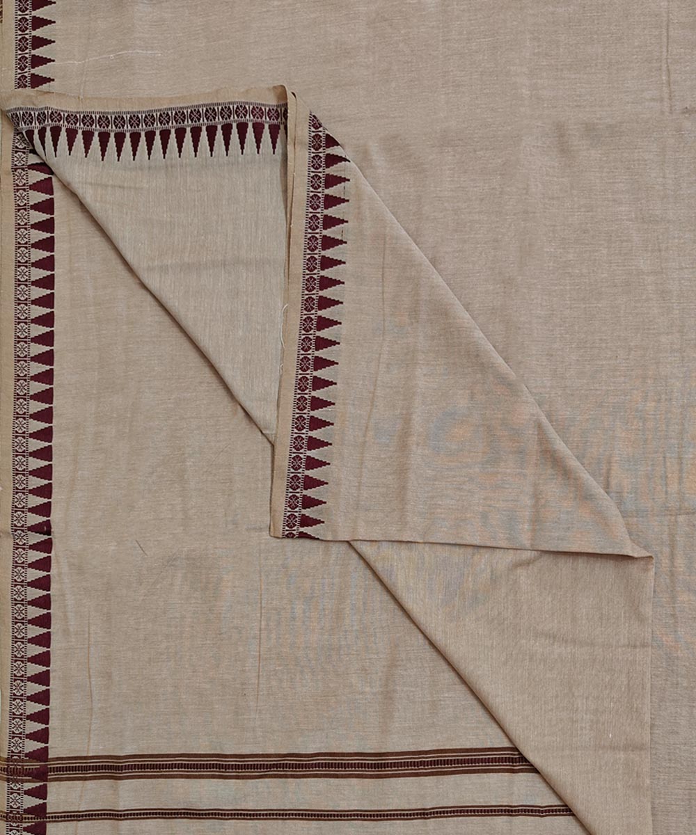 Beige maroon handloom cotton sambalpuri dhoti