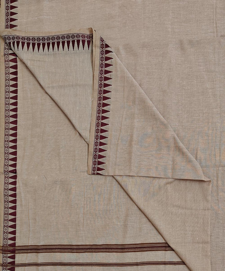 Beige maroon handloom cotton sambalpuri dhoti