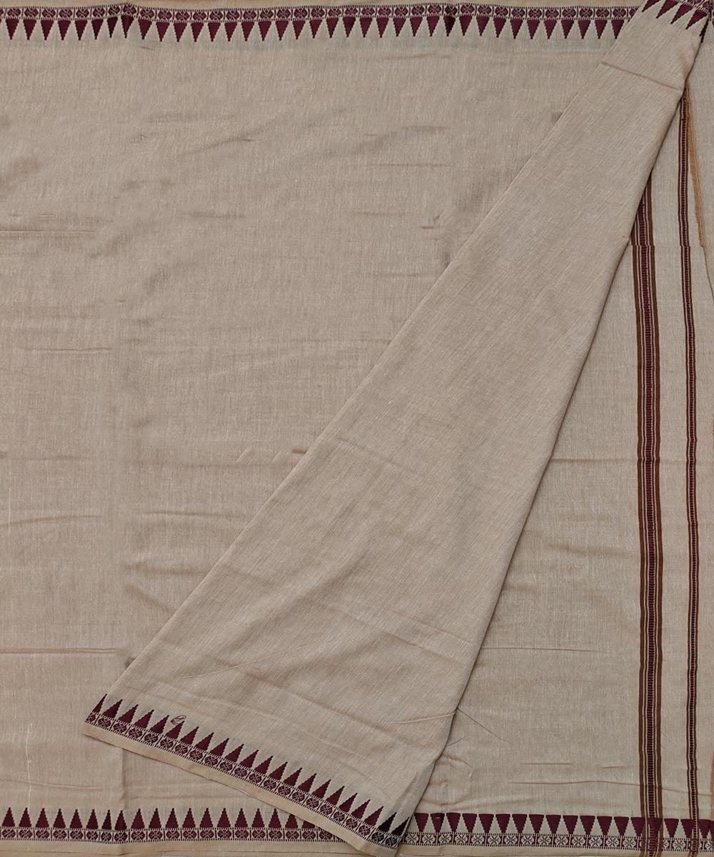 Beige maroon handloom cotton sambalpuri dhoti