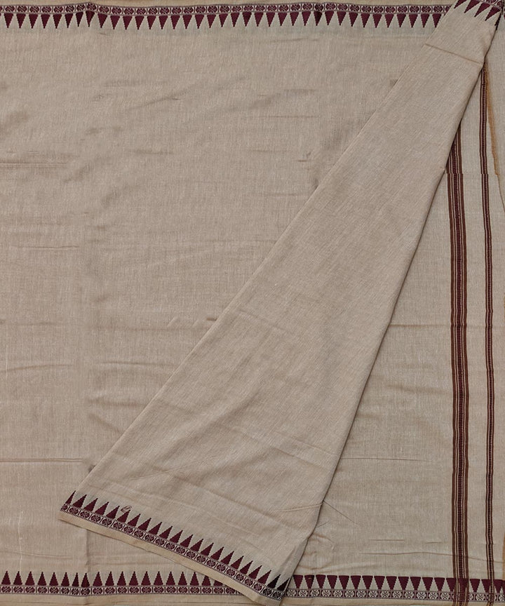 Beige maroon handloom cotton sambalpuri dhoti