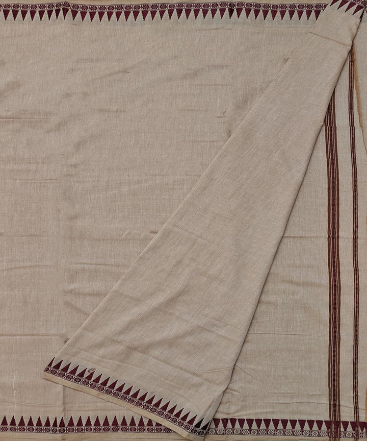 Beige maroon handloom cotton sambalpuri dhoti