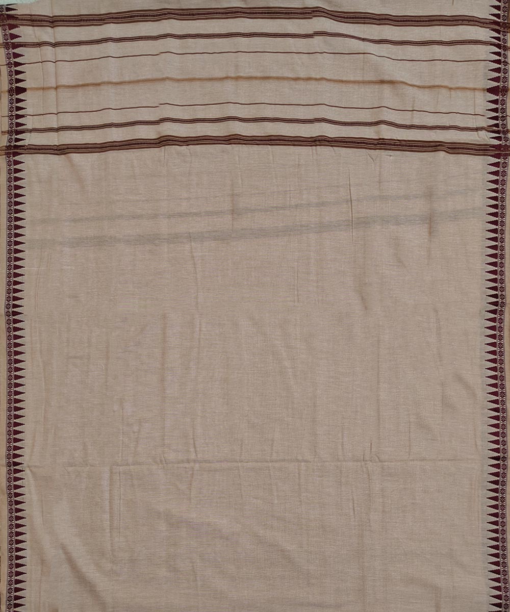 Beige maroon handloom cotton sambalpuri dhoti