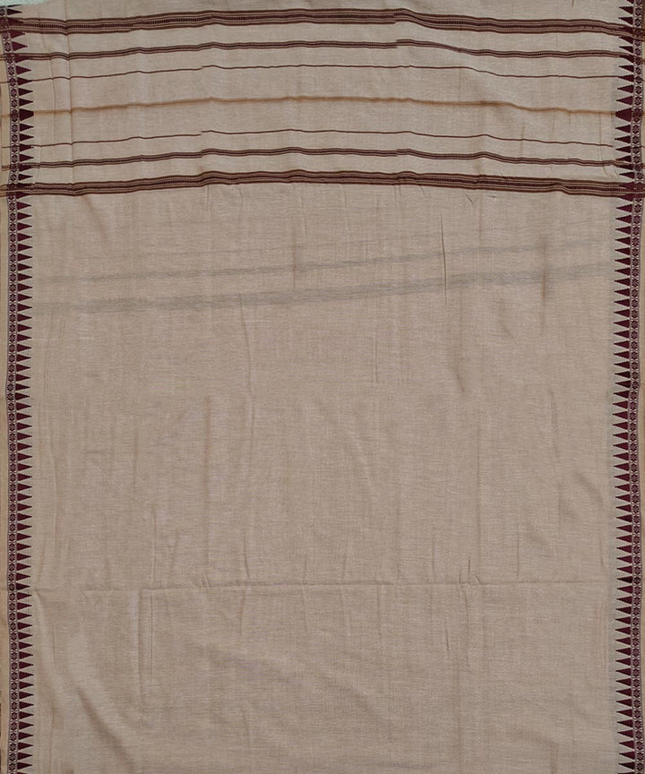 Beige maroon handloom cotton sambalpuri dhoti