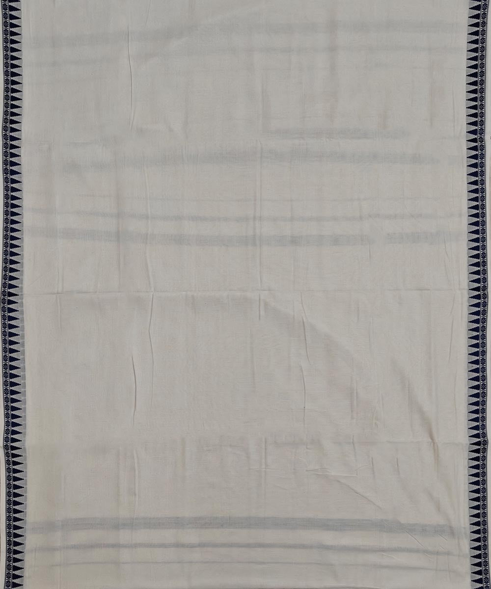 Off white blue handloom cotton sambalpuri dhoti