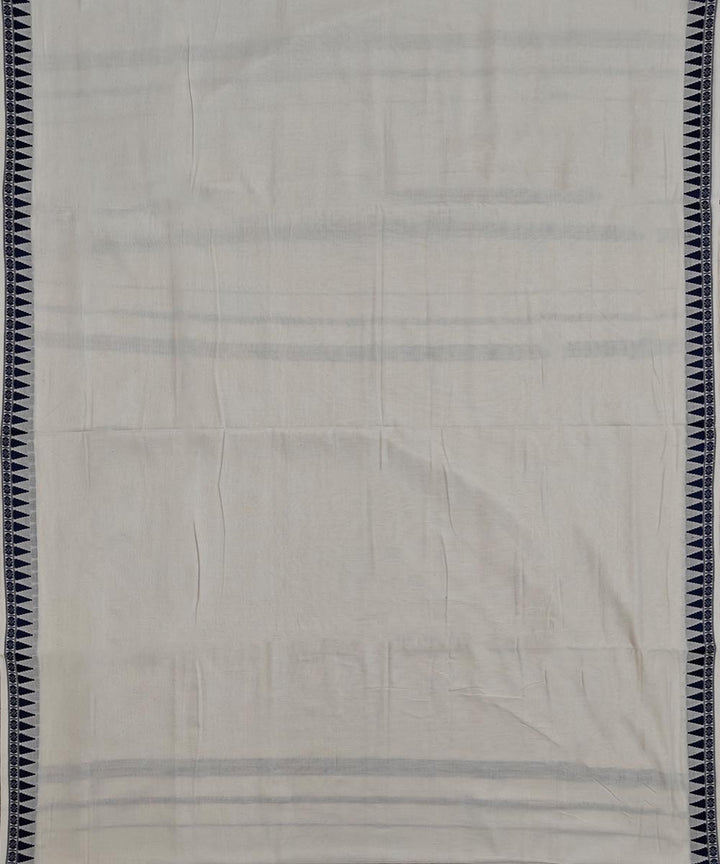 Off white blue handloom cotton sambalpuri dhoti