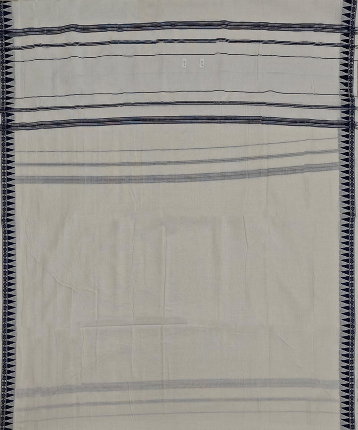 Off white blue handloom cotton sambalpuri dhoti