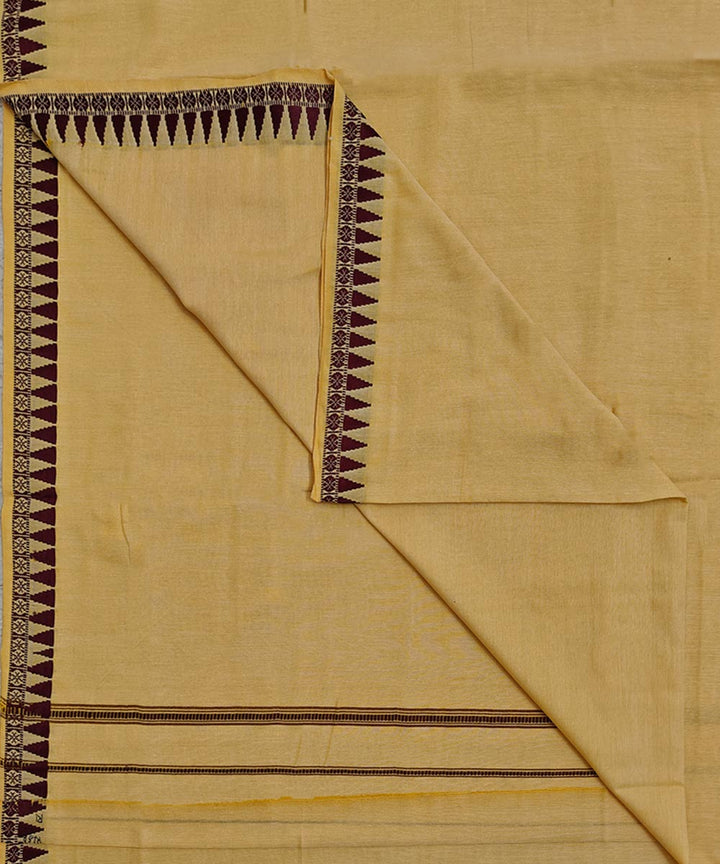 Cream maroon handloom sambalpuri cotton dhoti