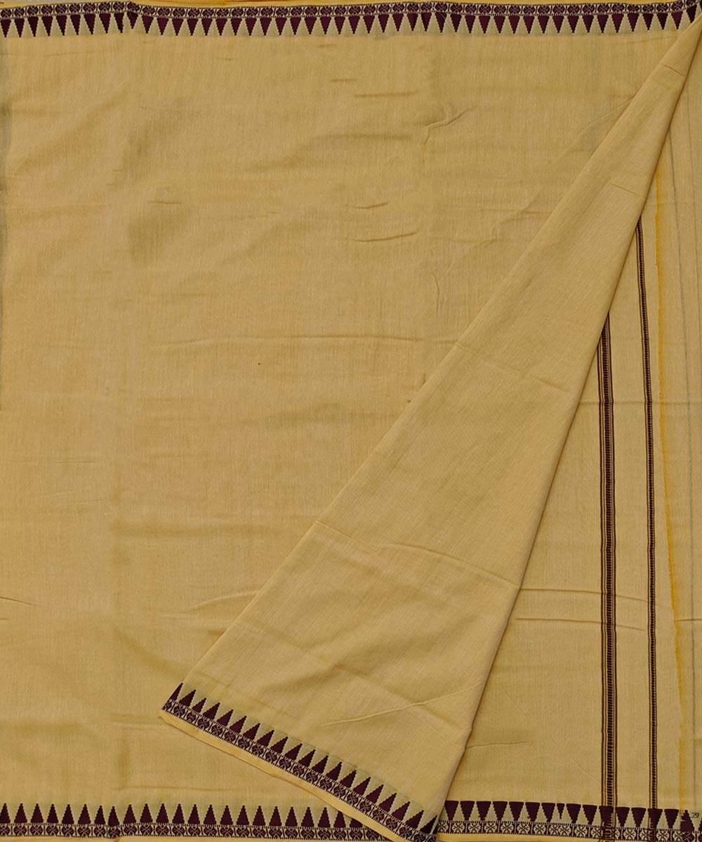 Cream maroon handloom sambalpuri cotton dhoti