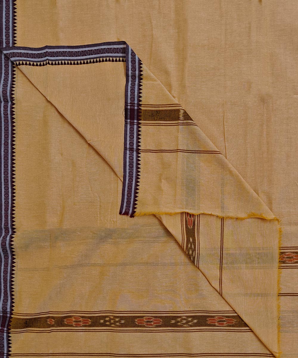 Cream maroon handwoven sambalpuri cotton dhoti