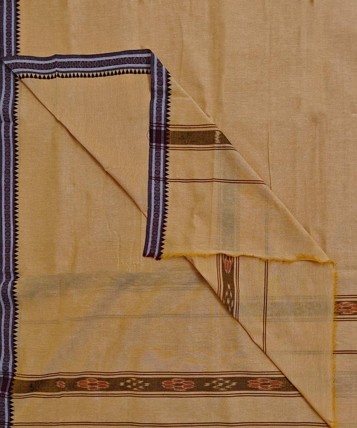 Cream maroon handwoven sambalpuri cotton dhoti