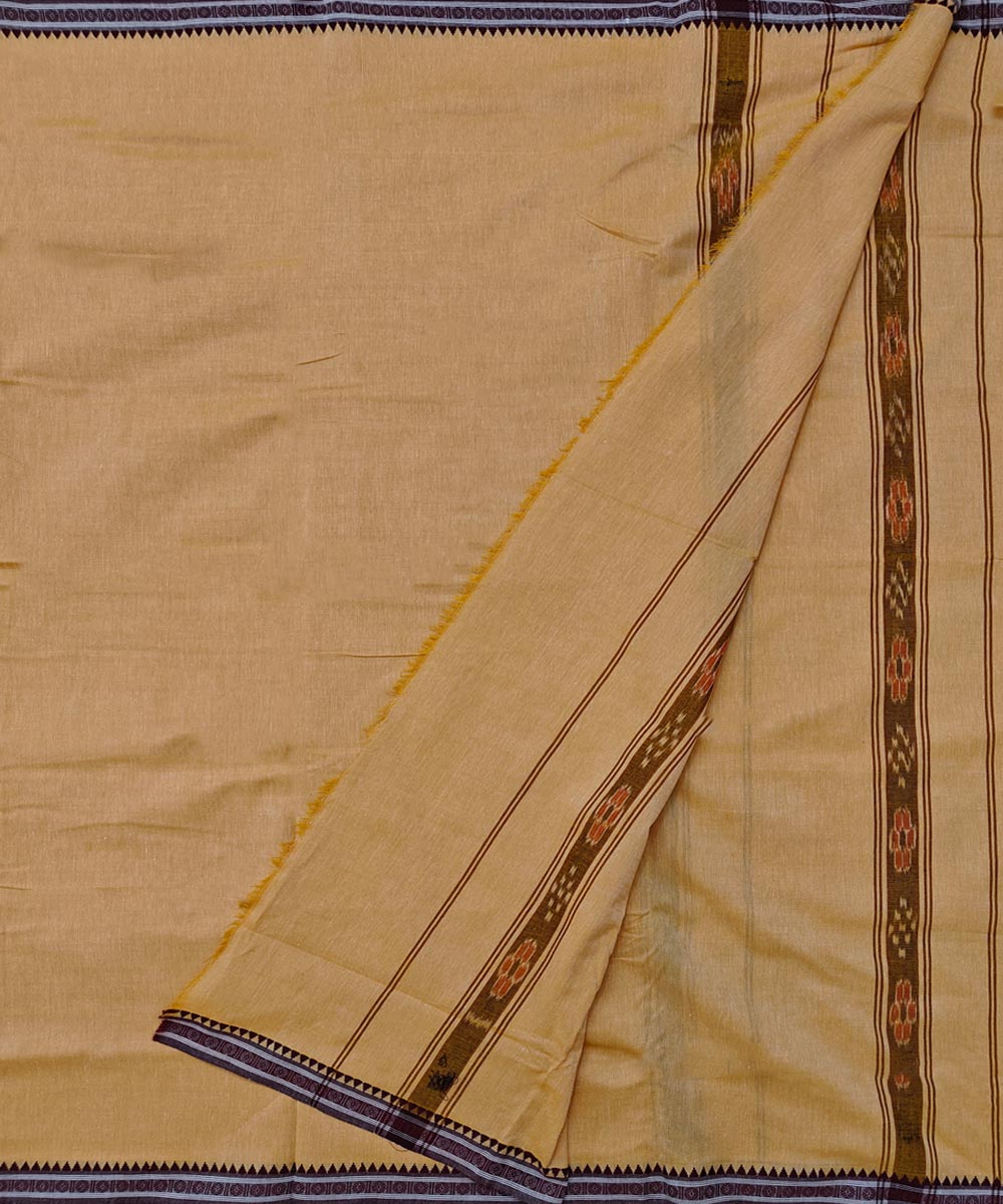 Cream maroon handwoven sambalpuri cotton dhoti