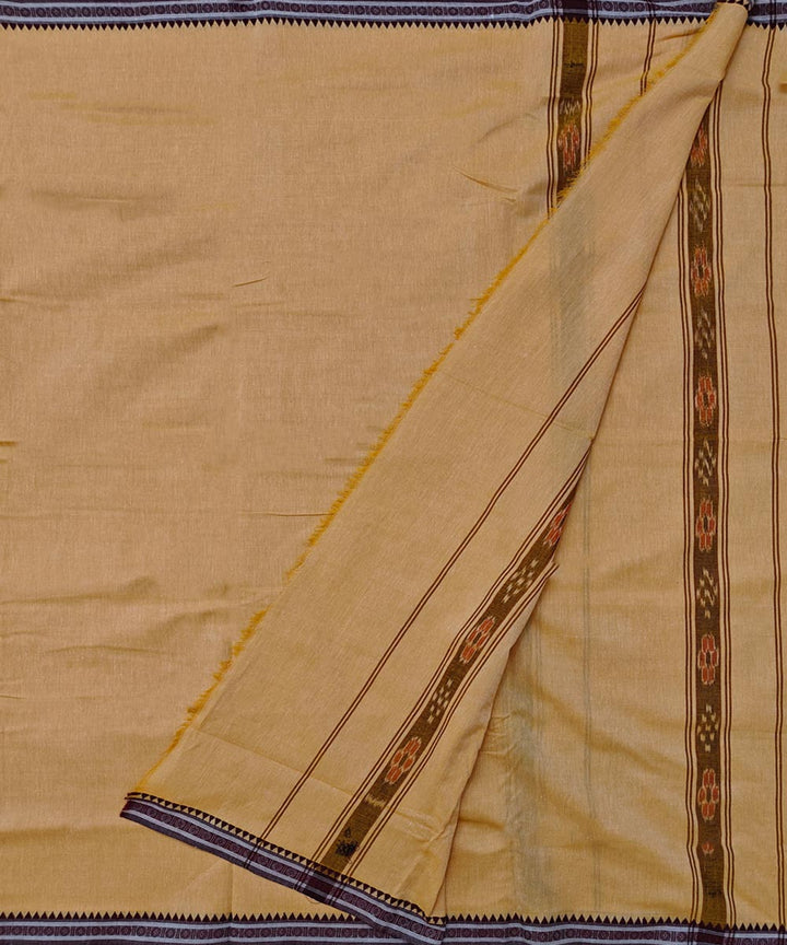Cream maroon handwoven sambalpuri cotton dhoti