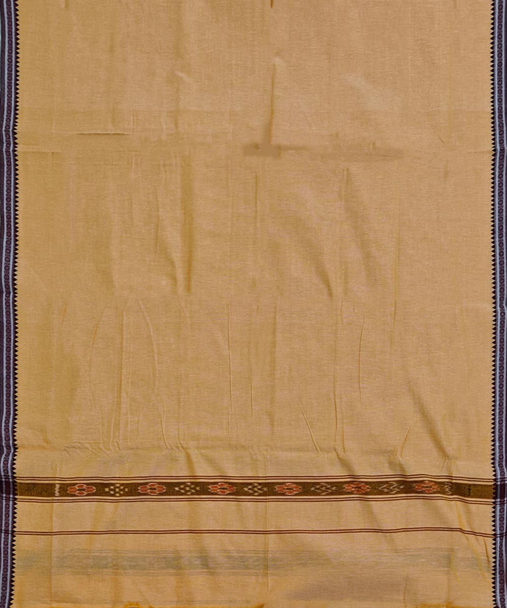 Cream maroon handwoven sambalpuri cotton dhoti