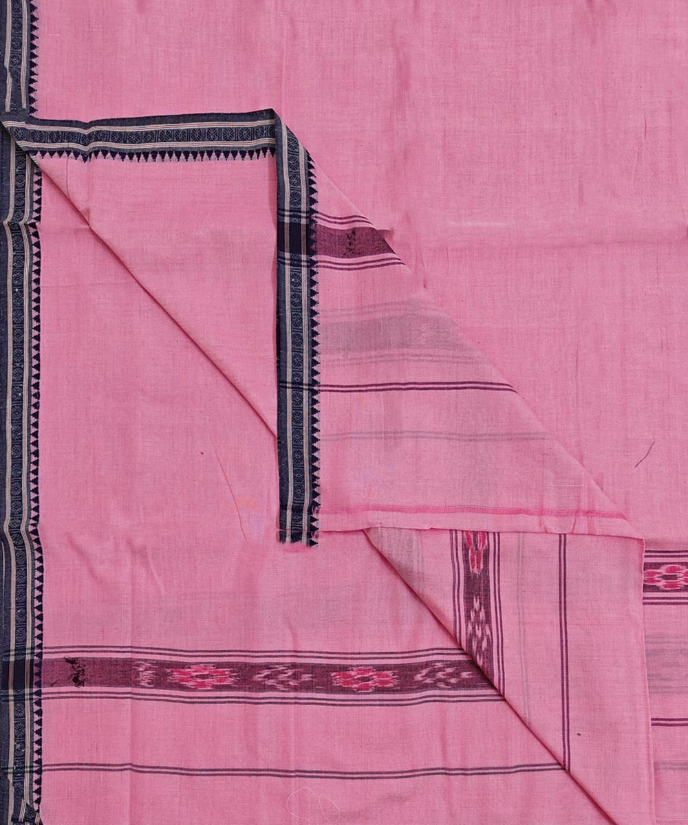 Pink black handloom cotton sambalpuri dhoti