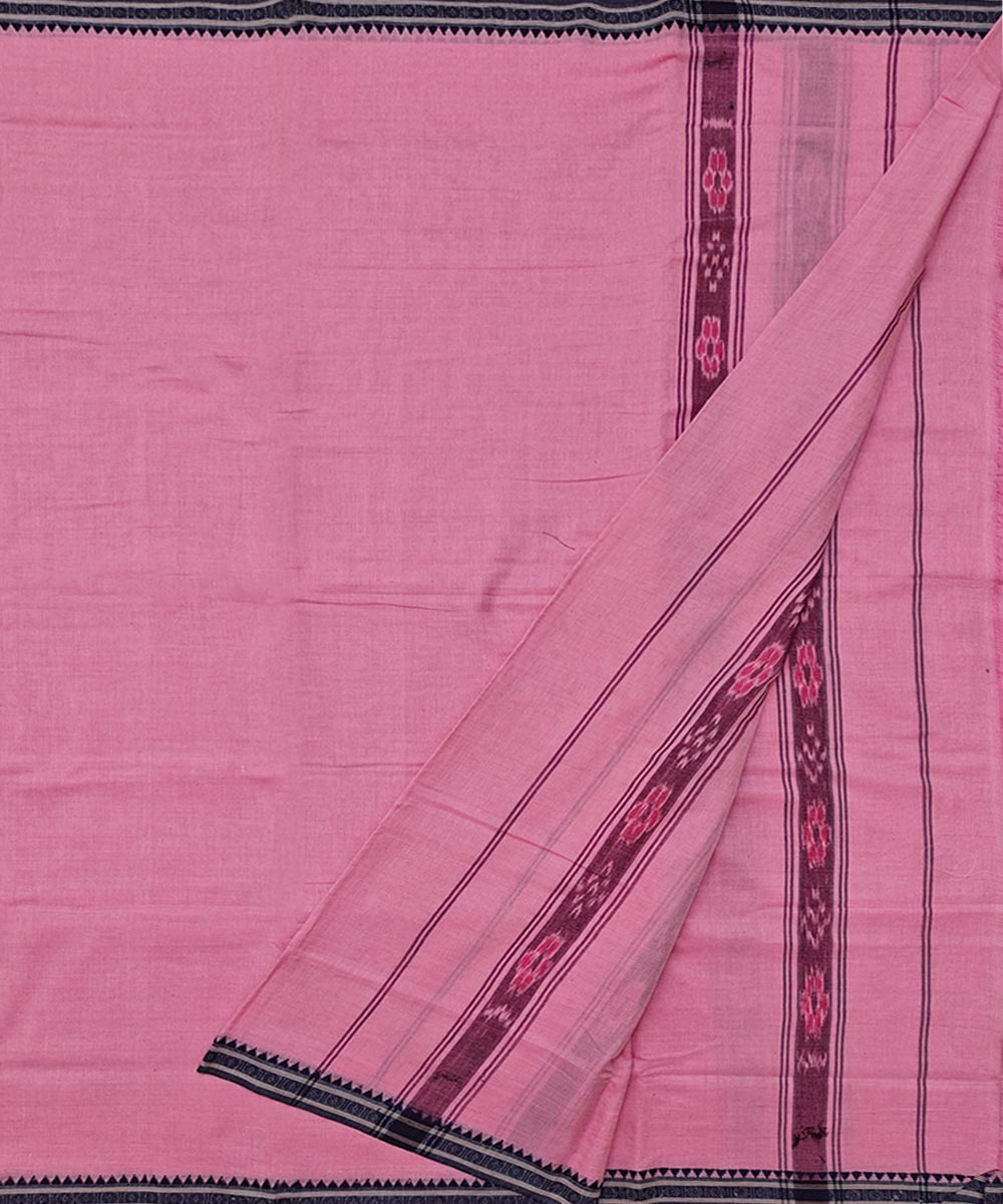 Pink black handloom cotton sambalpuri dhoti