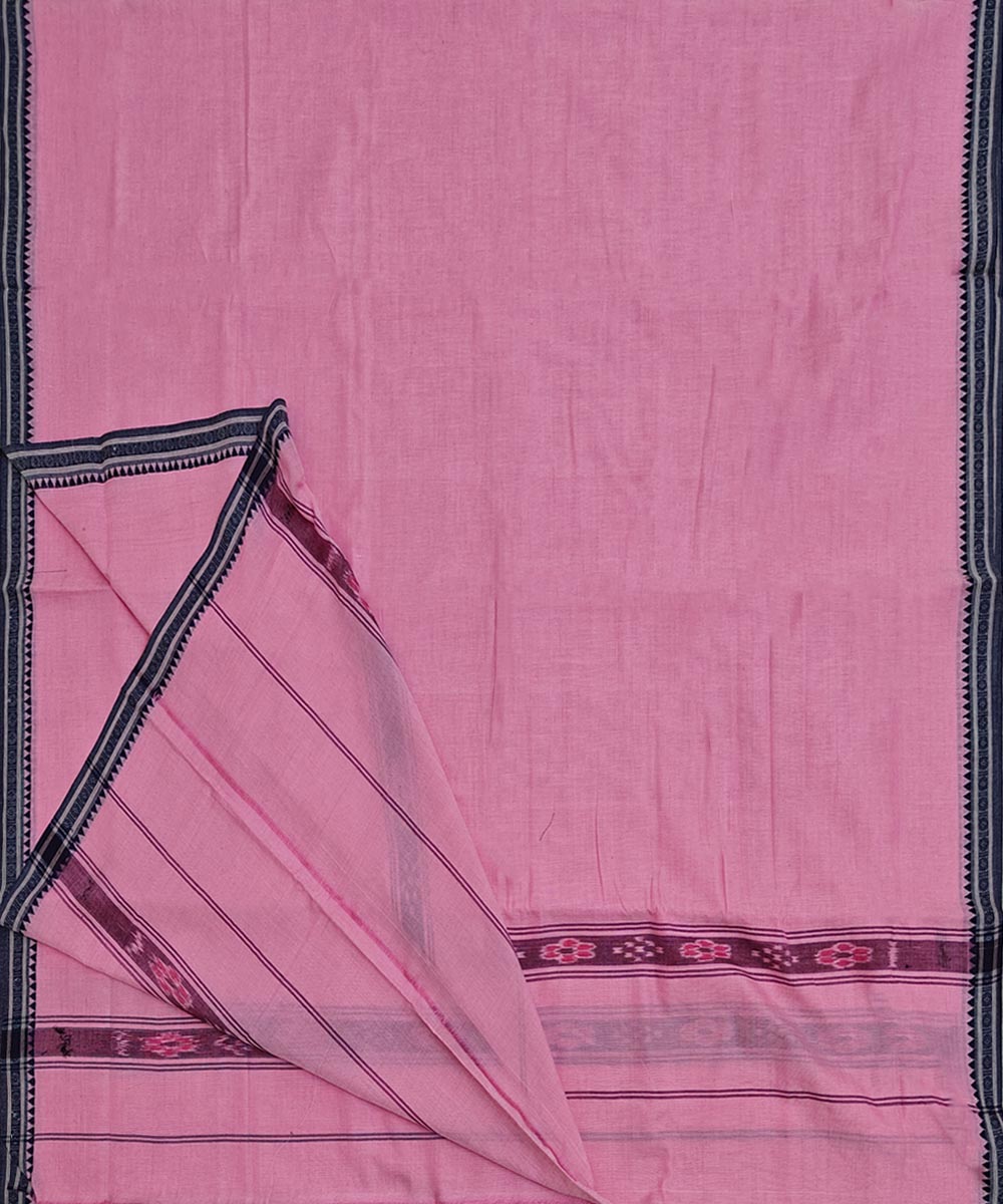 Pink black handloom cotton sambalpuri dhoti