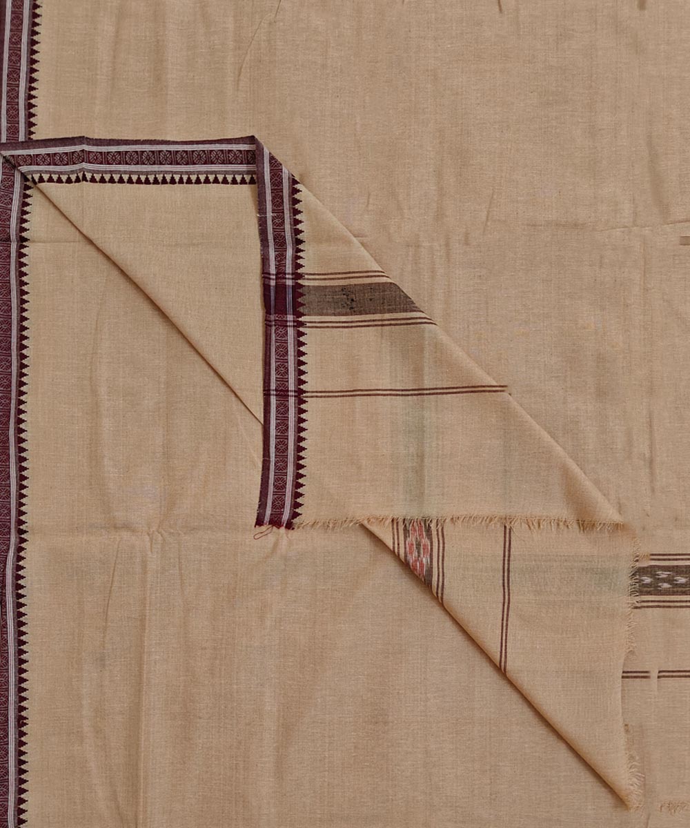 Beige maroon handloom sambalpuri cotton dhoti