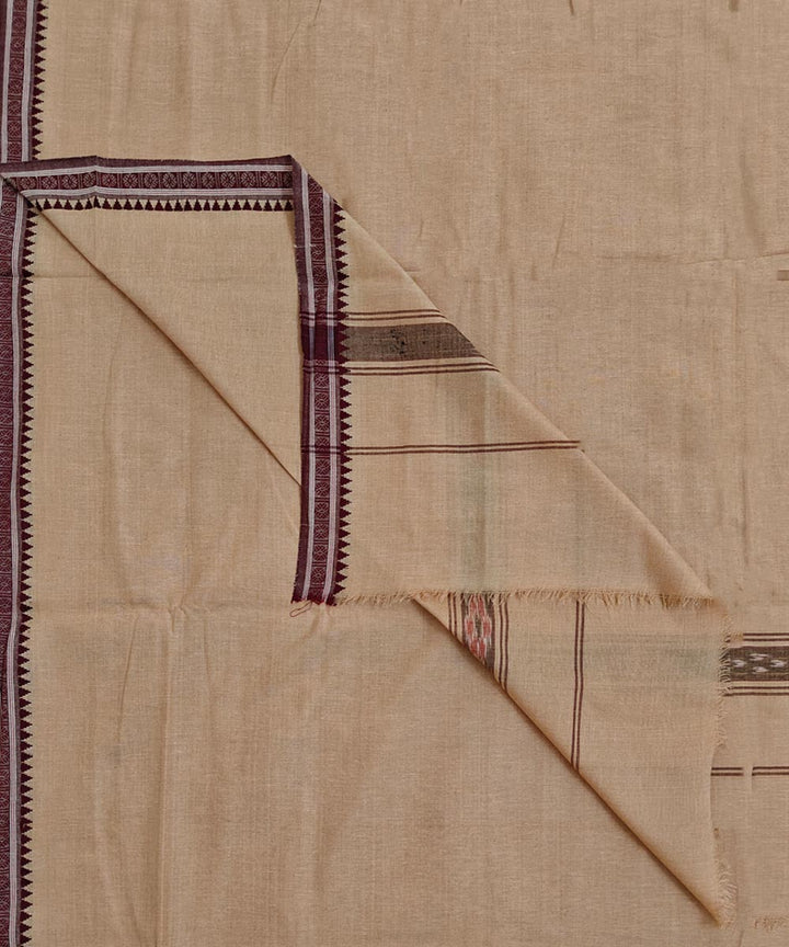 Beige maroon handloom sambalpuri cotton dhoti