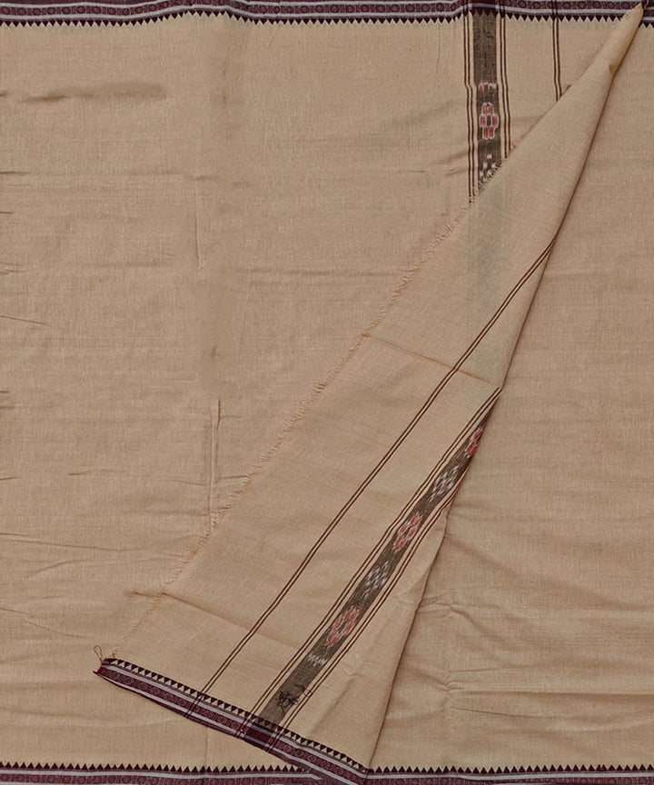 Beige maroon handloom sambalpuri cotton dhoti