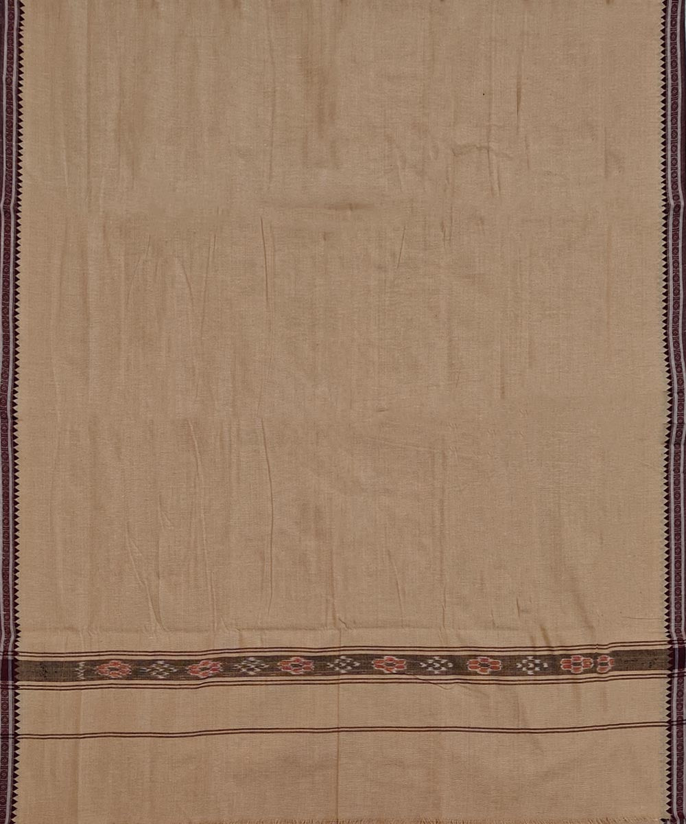 Beige maroon handloom sambalpuri cotton dhoti