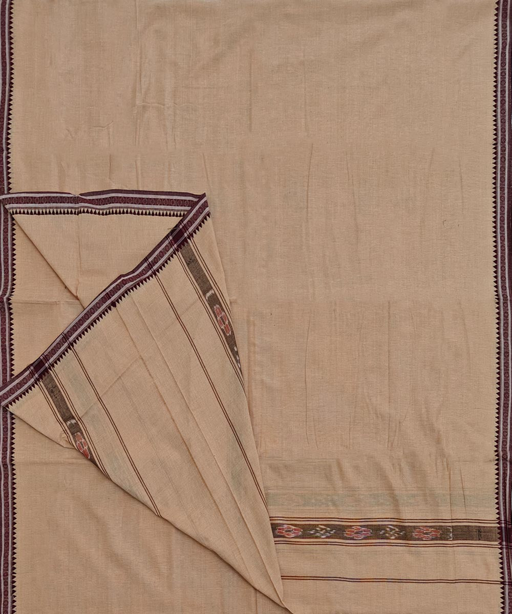 Beige maroon handloom sambalpuri cotton dhoti