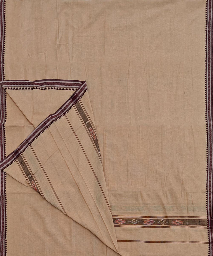 Beige maroon handloom sambalpuri cotton dhoti