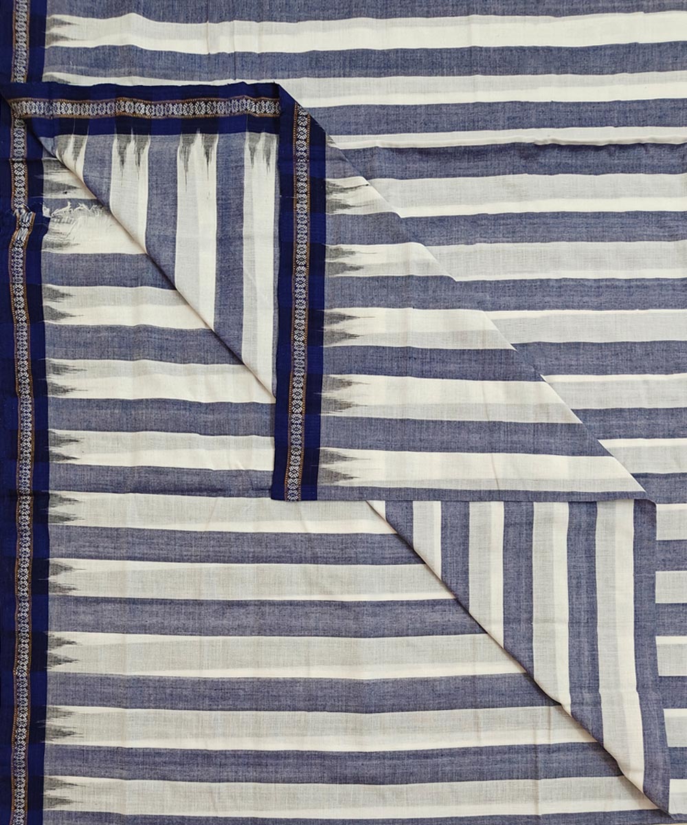 White blue handloom sambalpuri cotton dhoti