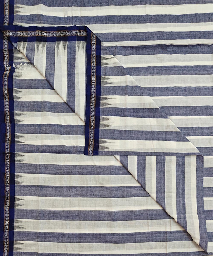 White blue handloom sambalpuri cotton dhoti