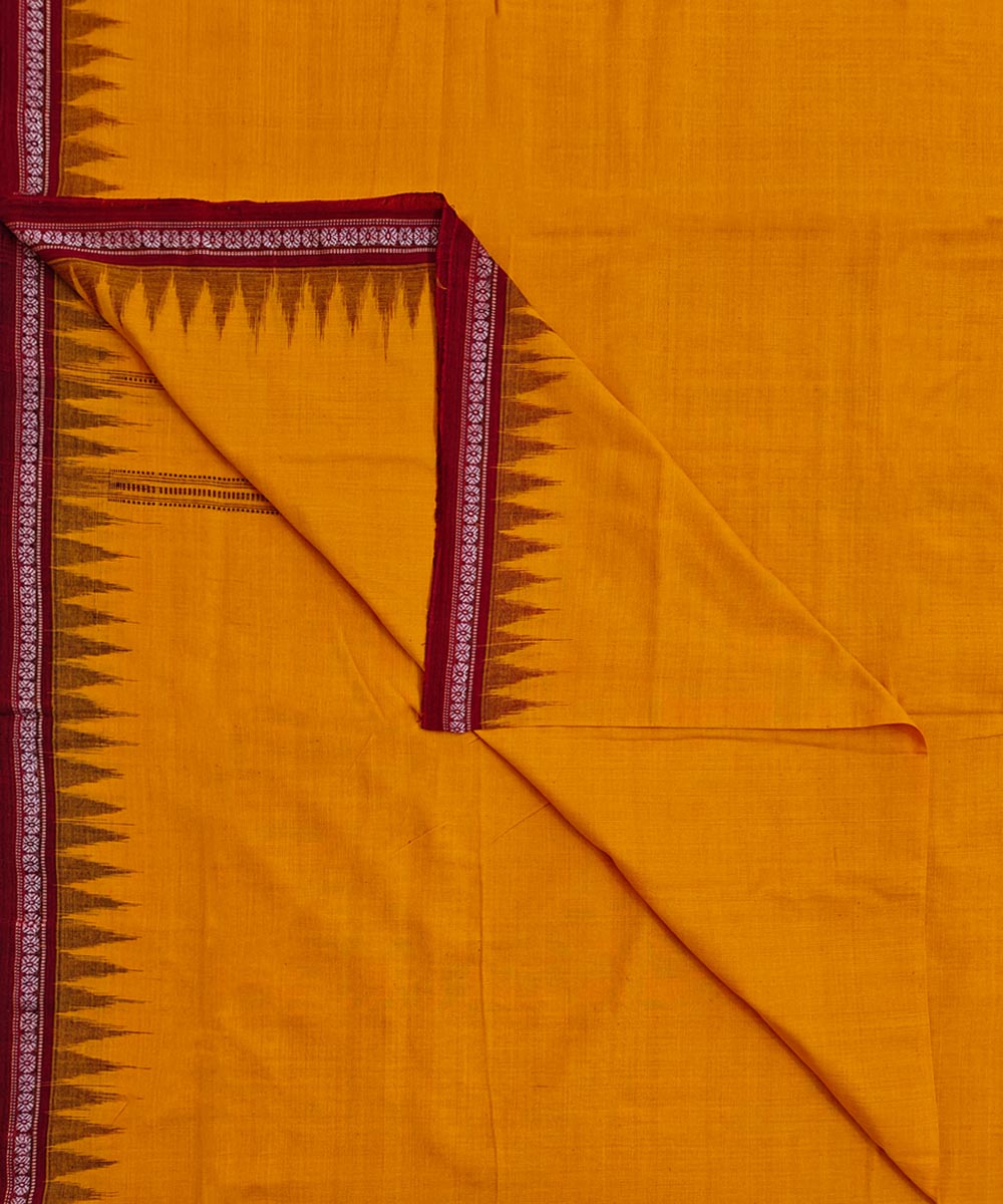 Yellow maroon cotton handloom sambalpuri dhoti