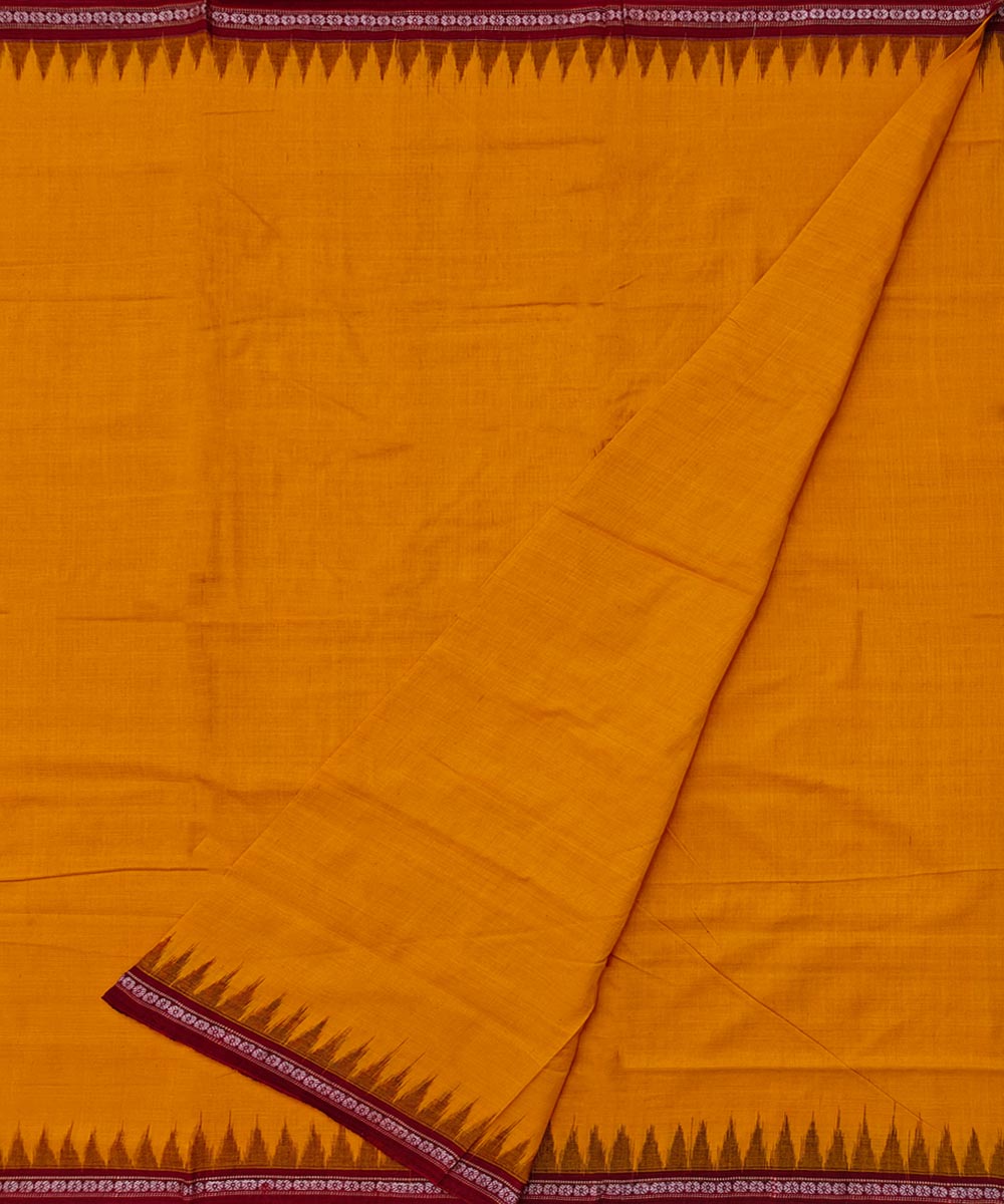 Yellow maroon cotton handloom sambalpuri dhoti