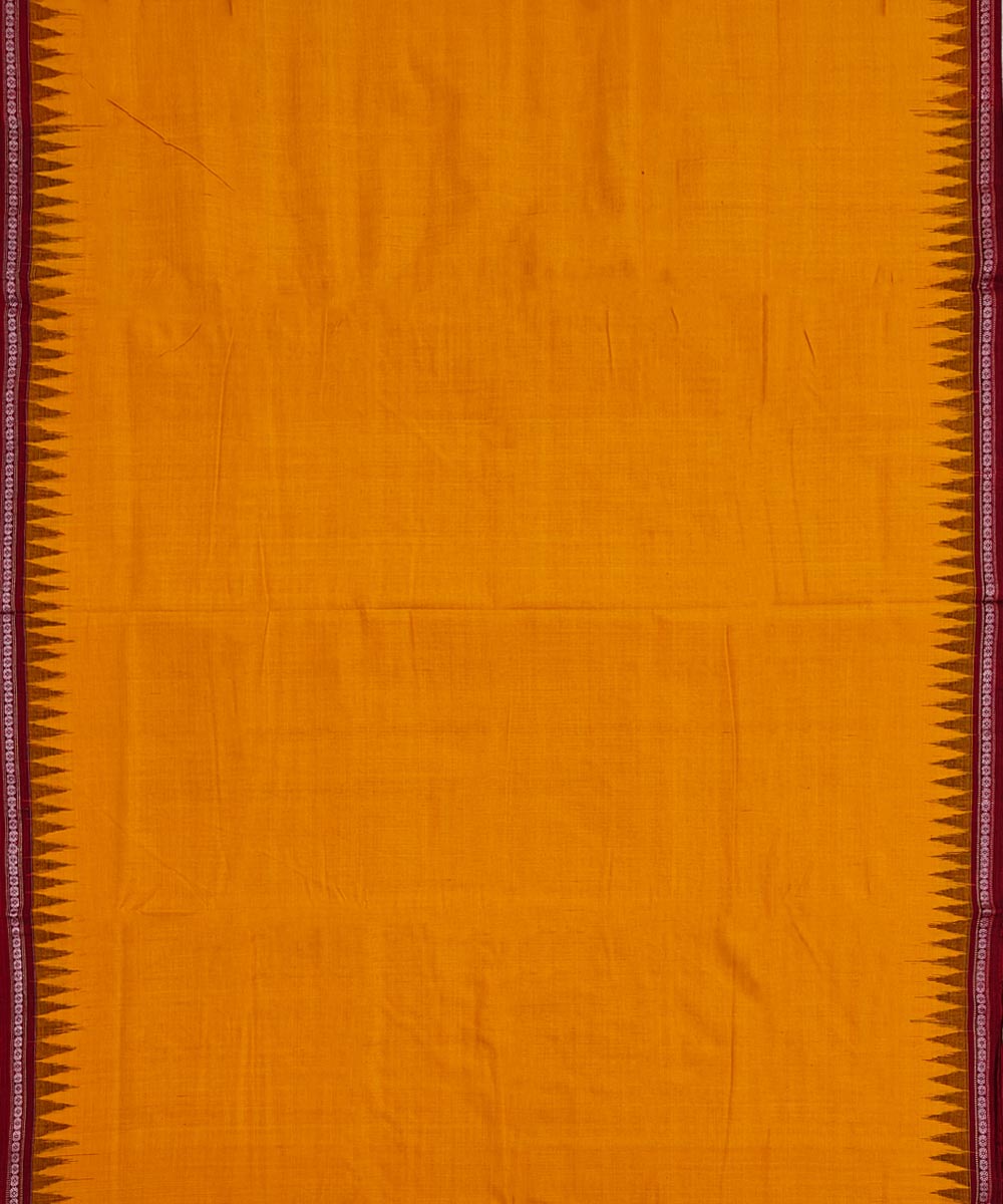 Yellow maroon cotton handloom sambalpuri dhoti