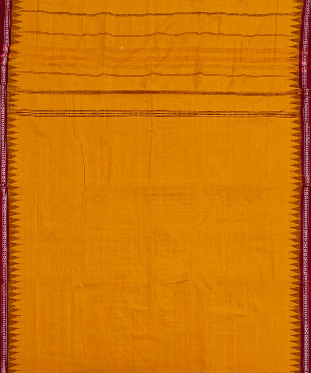 Yellow maroon cotton handloom sambalpuri dhoti