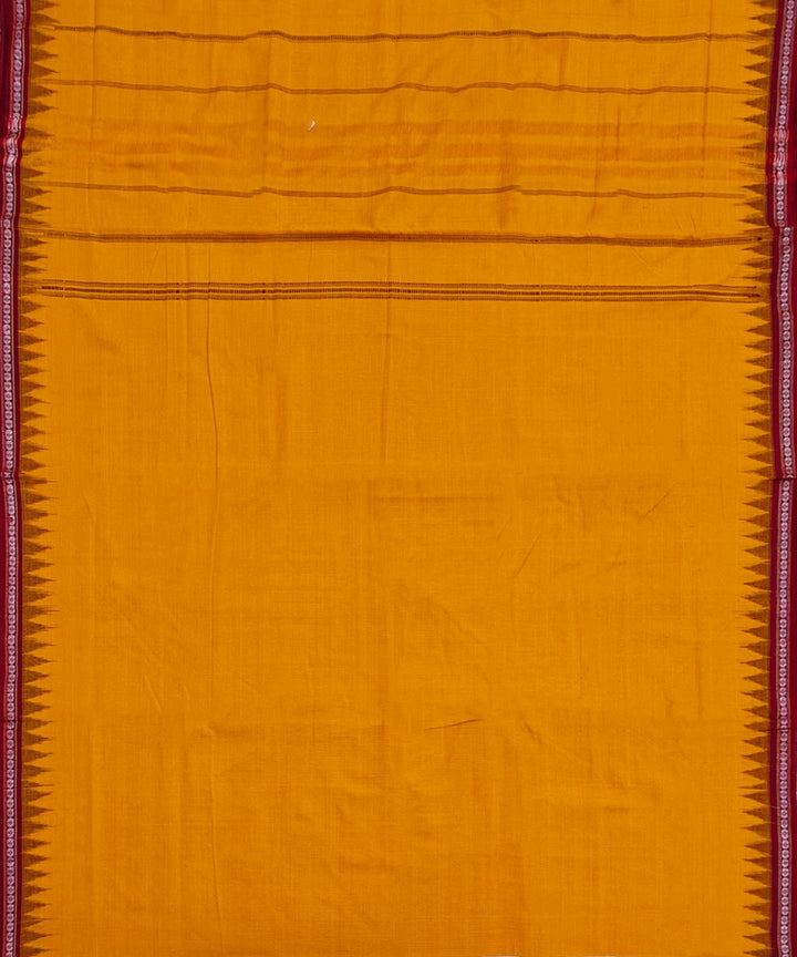 Yellow maroon cotton handloom sambalpuri dhoti