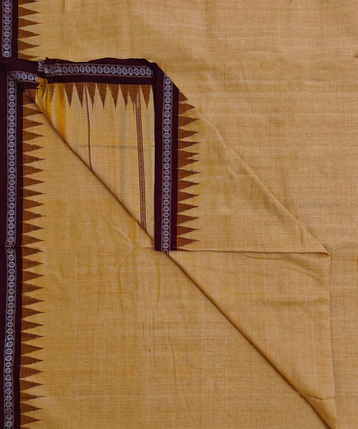 Yellow maroon handloom cotton sambalpuri dhoti
