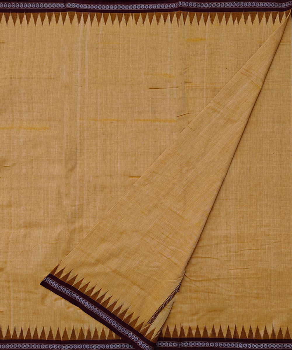 Yellow maroon handloom cotton sambalpuri dhoti