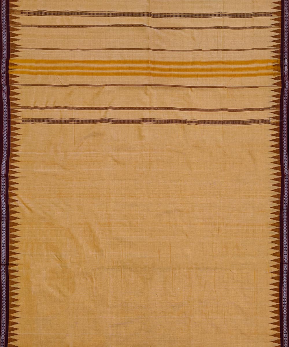 Yellow maroon handloom cotton sambalpuri dhoti