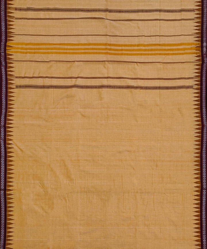 Yellow maroon handloom cotton sambalpuri dhoti
