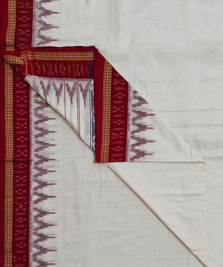 White maroon handloom cotton sambalpuri dhoti