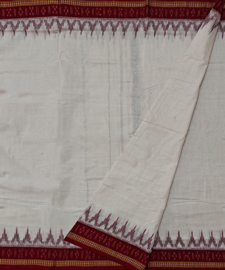White maroon handloom cotton sambalpuri dhoti
