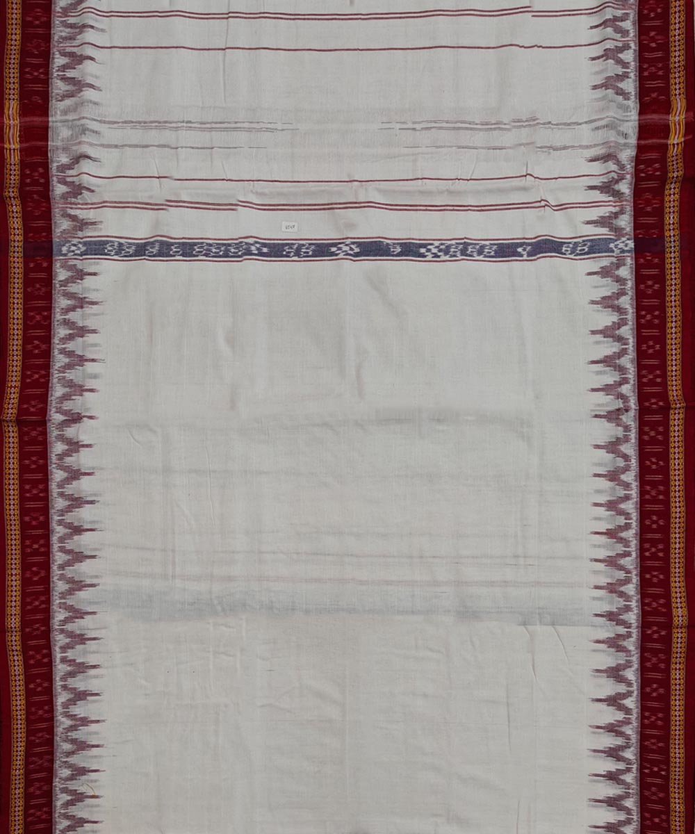 White maroon handloom cotton sambalpuri dhoti