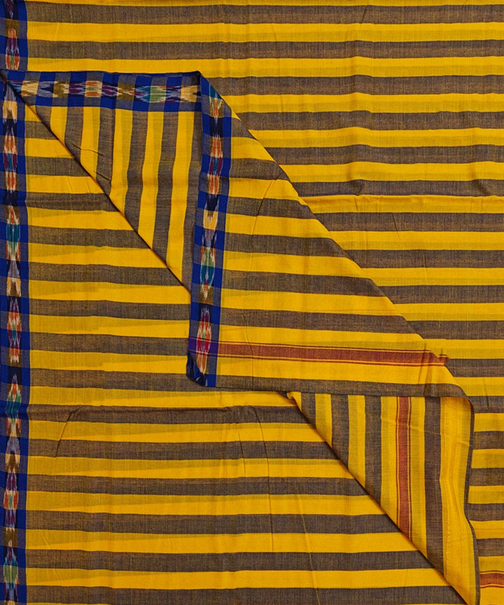 Yellow Blue Handwoven Cotton Sambalpuri Dhoti