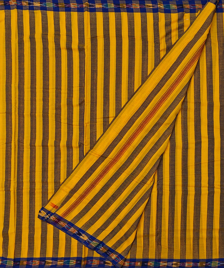 Yellow Blue Handwoven Cotton Sambalpuri Dhoti