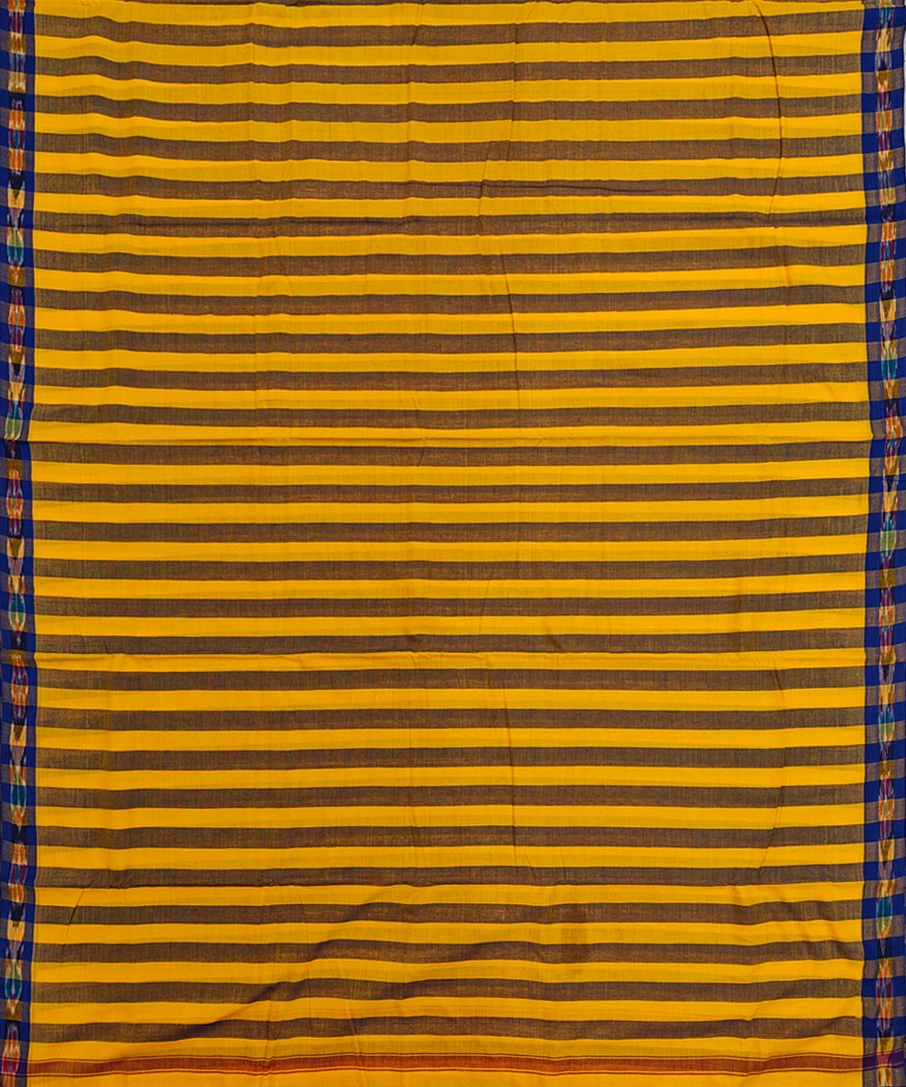 Yellow Blue Handwoven Cotton Sambalpuri Dhoti