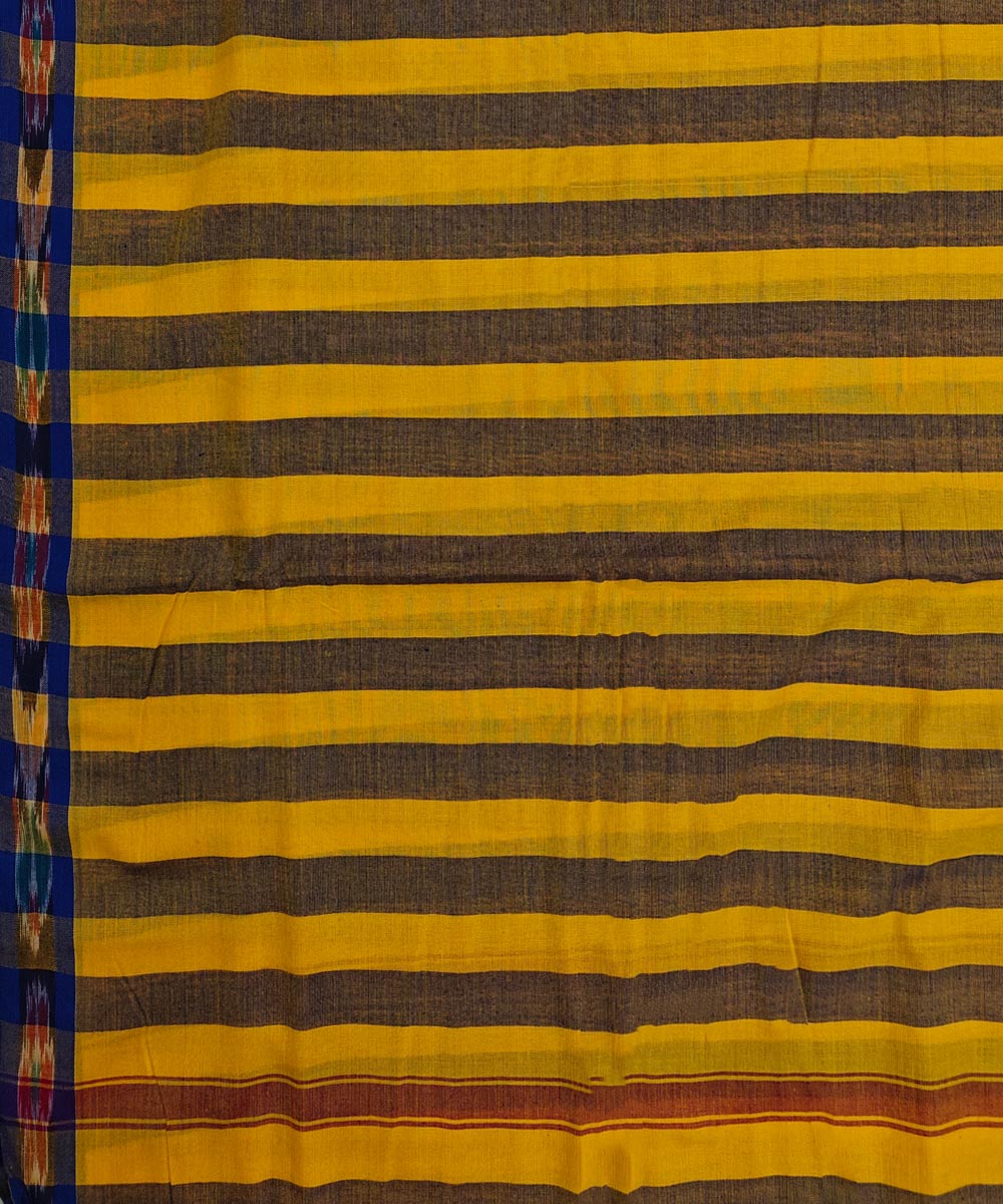 Yellow Blue Handwoven Cotton Sambalpuri Dhoti