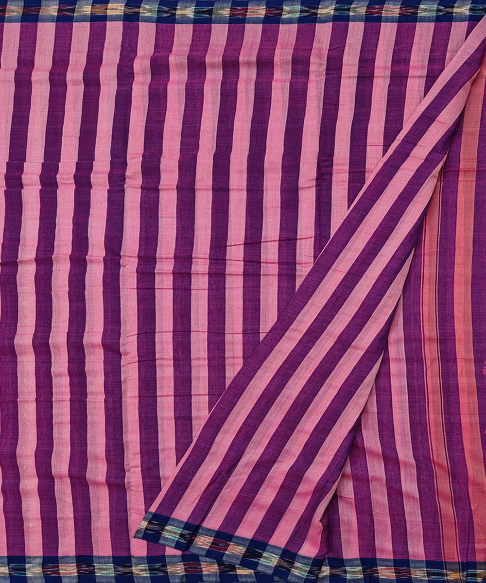 Purple Blue Handwoven Cotton Sambalpuri Dhoti