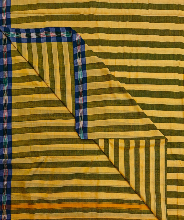 Yellow Blue Handwoven Cotton Sambalpuri Dhoti