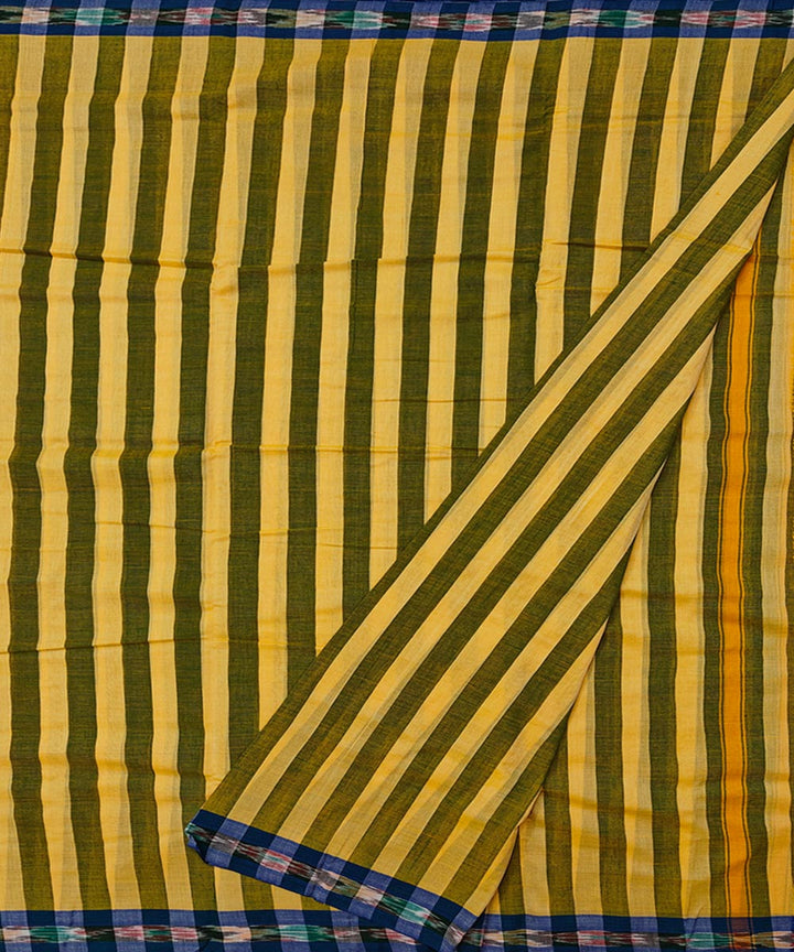 Yellow Blue Handwoven Cotton Sambalpuri Dhoti