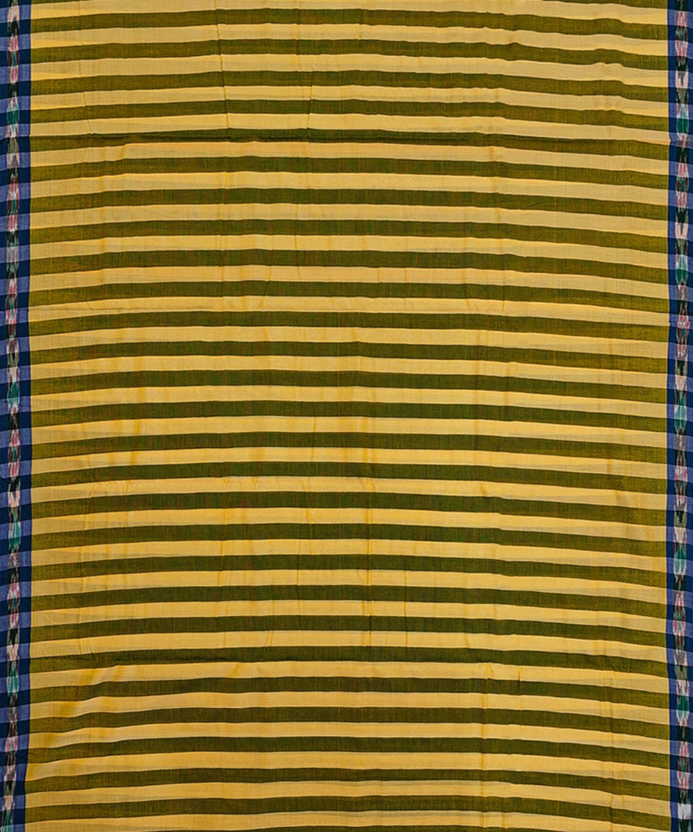 Yellow Blue Handwoven Cotton Sambalpuri Dhoti